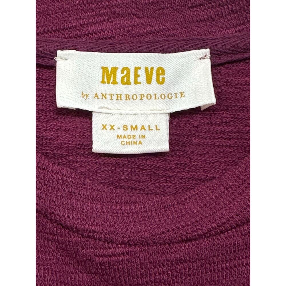 Maeve Anthropologie Plum Swiss Dot Puff Sleeve Textured Top XXS - Picture 6 of 9